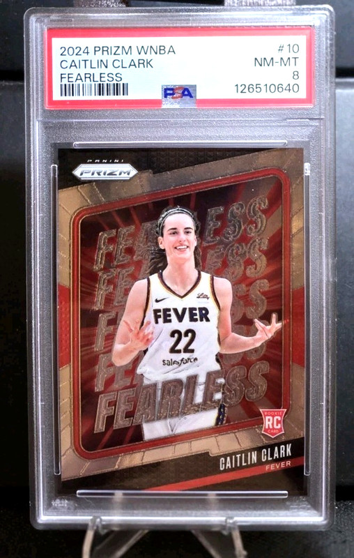 Caitlin Clark ● WNBA Rookie Card ● 2024 Prizm #10 Fearless ● PSA 8 ● New Slab view 2