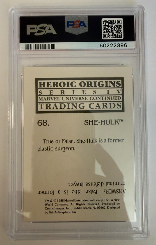 1988 Marvel Heroic Origins #68 She-Hulk PSA 7 - Only 1 Higher! view 2