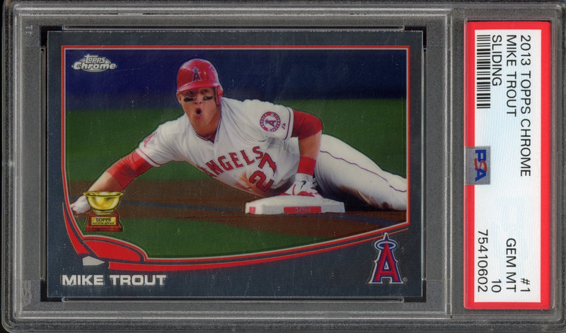 2013 Topps Chrome MIKE TROUT #1 Sliding PSA 10 Los Angeles Angels