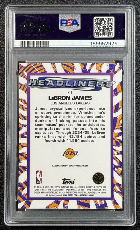 LEBRON JAMES PSA 10 2025-26 TOPPS FINEST #H-9 HEADLINERS SSP LAKERS view 2
