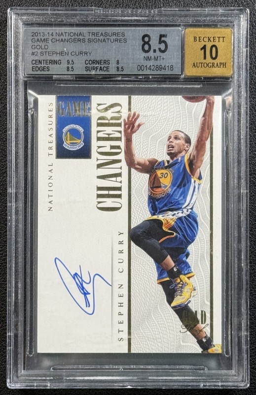 STEPHEN CURRY BGS 8.5 2013 NATIONAL TREASURES GAME CHANGERS AUTO GOLD PROOF 1/10