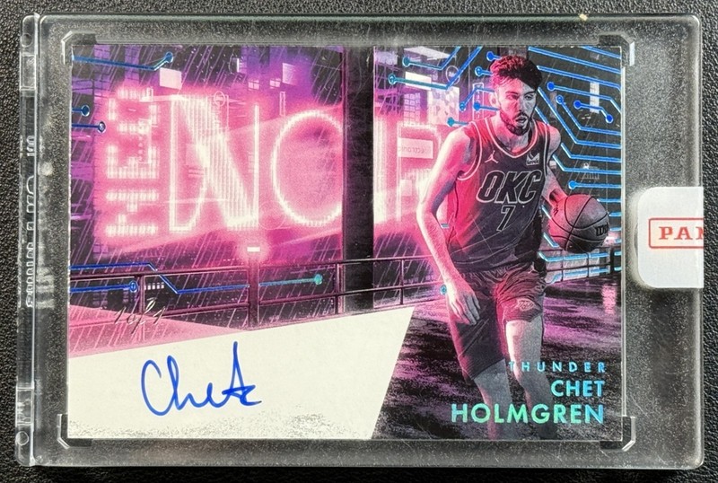 1/1 CHET HOLMGREN 2024 PANINI NOIR NEONOIR ON-CARD AUTO PLATINUM 1/1 THUNDER