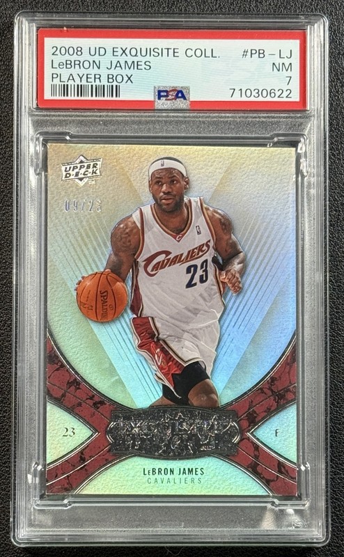 LEBRON JAMES PSA 7 2008-09 UPPER DECK EXQUISITE COLL #PB-LJ PLAYER BOX RARE 9/23