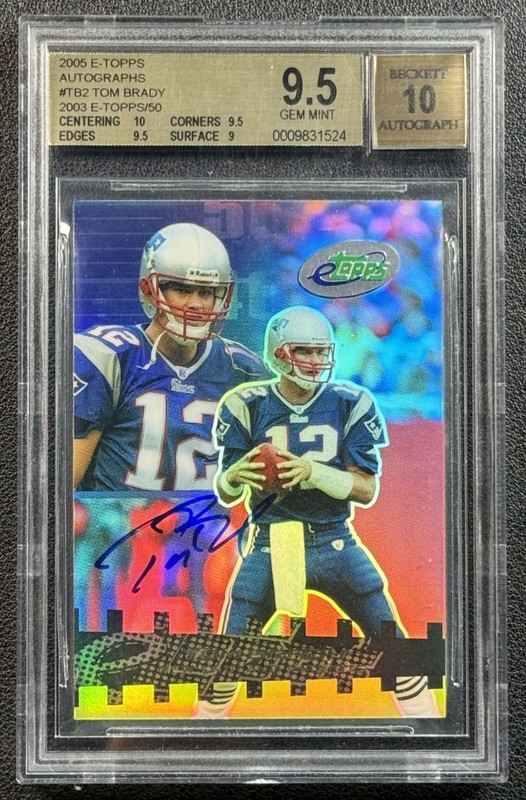TOM BRADY BGS 9.5 10 AUTO 2005 TOPPS ETOPPS #55 2003 E-TOPPS AUTOGRAPH SP TO 50
