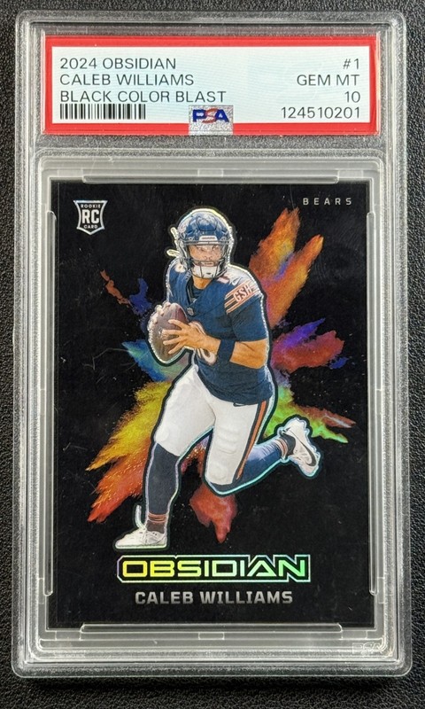 CALEB WILLIAMS PSA 10 2024 PANINI OBSIDIAN #1 ROOKIE BLACK COLOR BLAST RC BEARS