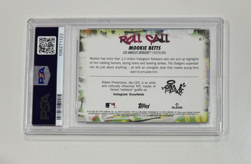 2023 Topps Big League Mookie Betts Roll Call Wildstyle PSA 10 Dodgers RC-1 view 2