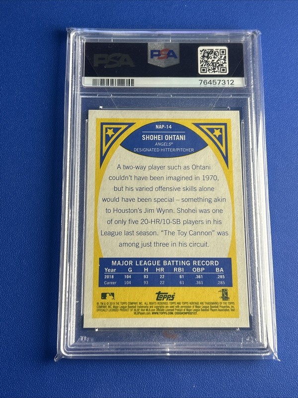 2019 Topps Heritage - New Age Performers Shohei Ohtani #NAP-14 PSA 10 view 2