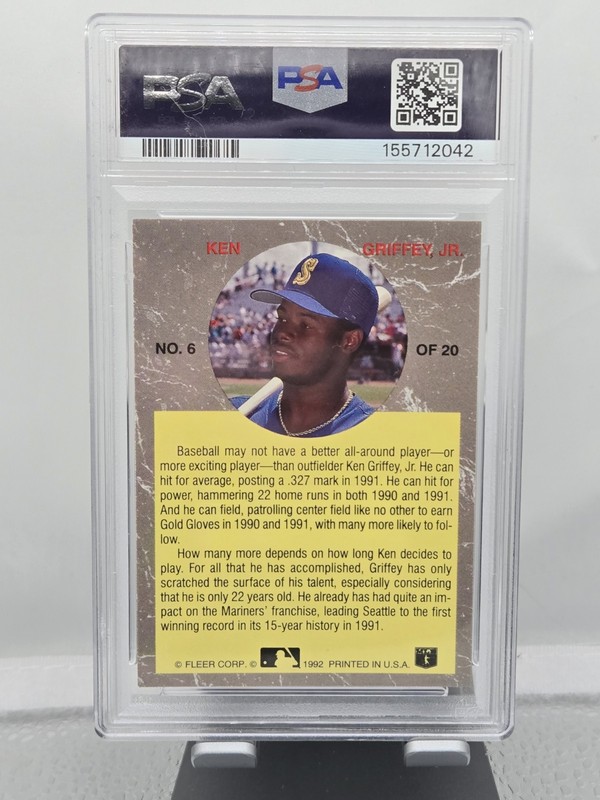 Fleer 1992 Ultra All-Stars Ken Griffey Jr. #6 PSA 9 Seattle Mariners view 2