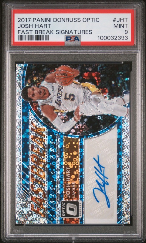 PSA 9 - JOSH HART Auto - 2017 Donruss Optic Fast Break Signature Rookie - LAKERS