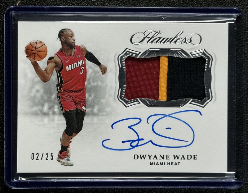 DWYANE WADE 2018-19 PANINI FLAWLESS HORIZONTAL GAME-USED PATCH AUTO 2/25 HEAT