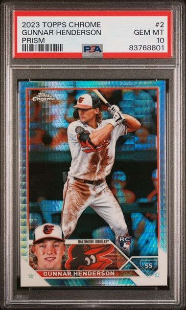 2023 Topps Chrome - Gunnar Henderson #2 Prism Refractor Rookie PSA 10 ORIOLES view 1