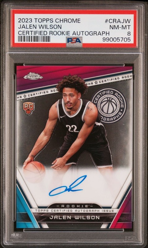 PSA 8 - JALEN WILSON Auto 2023 Topps Chrome Certified Rookie Autograph Issue RC view 1