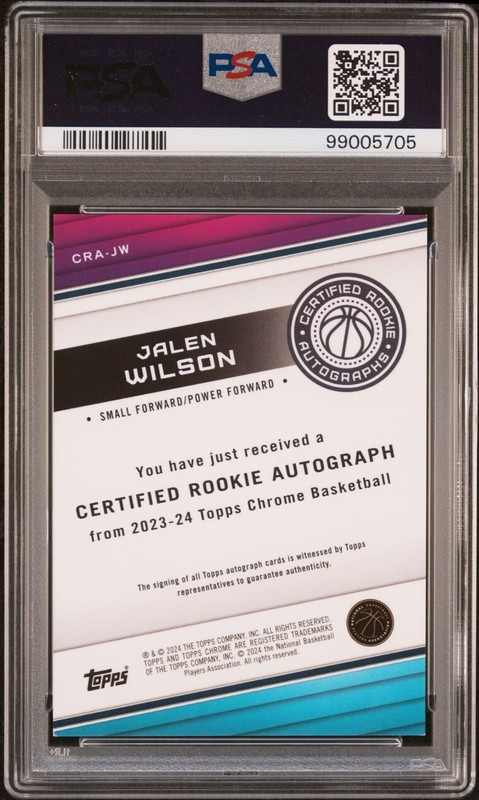 PSA 8 - JALEN WILSON Auto 2023 Topps Chrome Certified Rookie Autograph Issue RC view 2