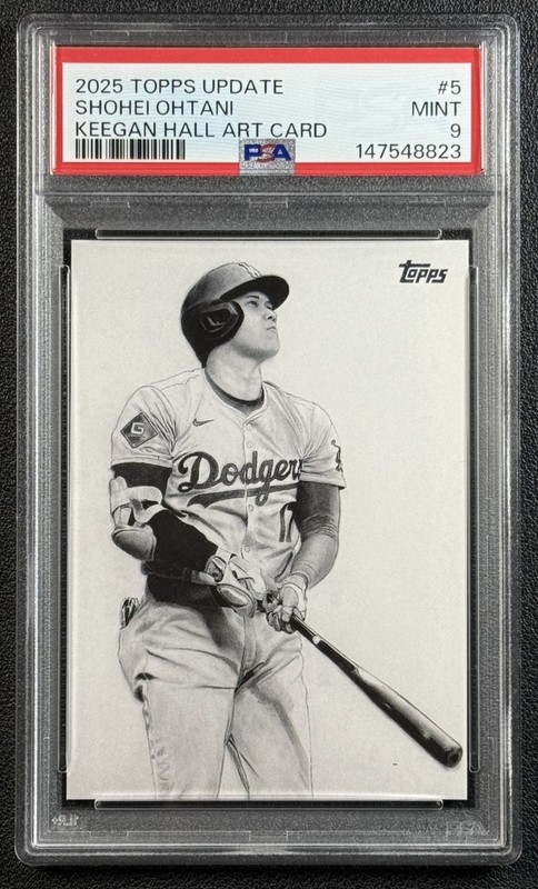SHOHEI OHTANI PSA 9 2025 TOPPS UPDATE #KHAC-5 KEEGAN HALL ART CARD SSP RARE