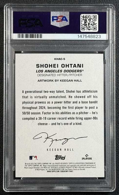 SHOHEI OHTANI PSA 9 2025 TOPPS UPDATE #KHAC-5 KEEGAN HALL ART CARD SSP RARE view 2
