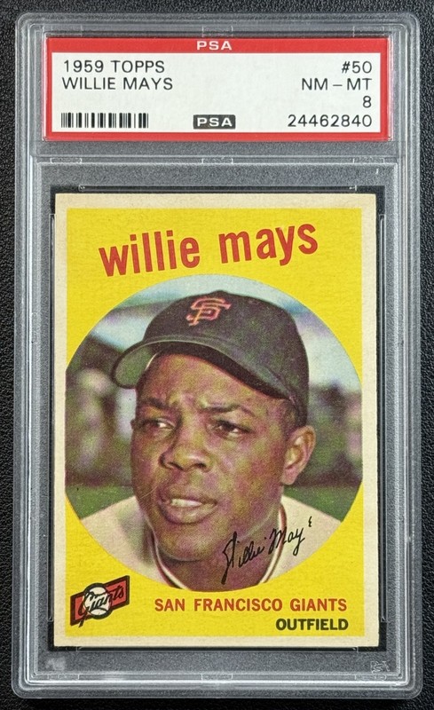 WILLIE MAYS PSA 8 1959 TOPPS BASEBALL #50 GIANTS VINTAGE NM-MT