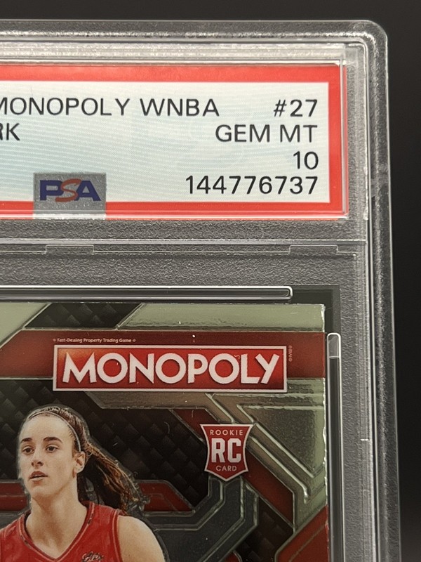 Caitlin Clark 2024 Panini Prizm Monopoly WNBA RC Insert #27 PSA 10 GEM MT view 2