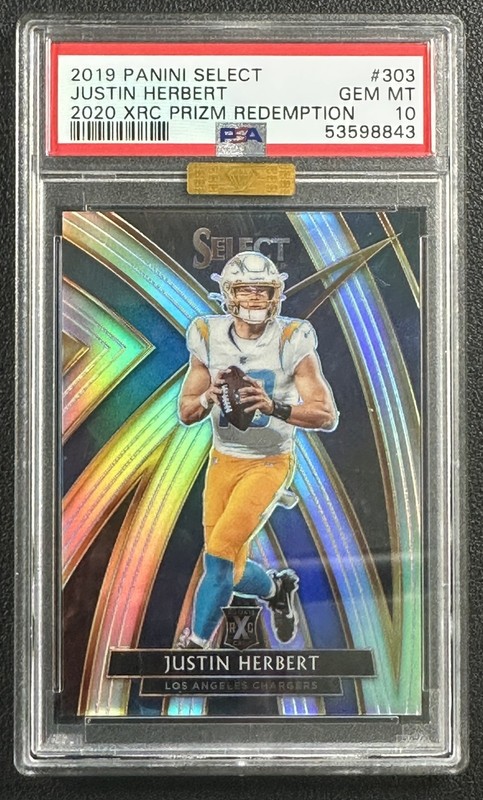 JUSTIN HERBERT PSA 10 2019 PANINI SELECT #303 2020 XRC SILVER PRIZM MBA GOLD RC