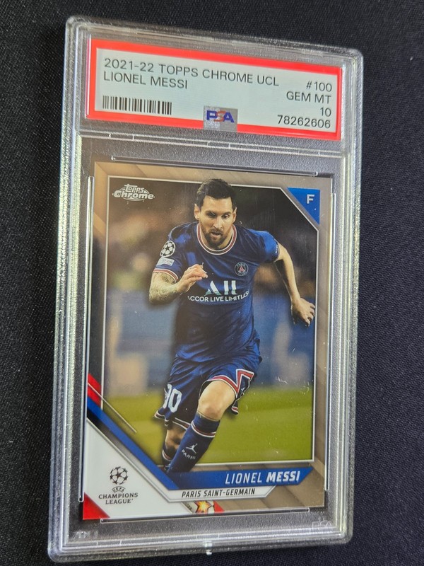 2021-2022 Topps Chrome UCL Lionel Messi #100 PSA 10
