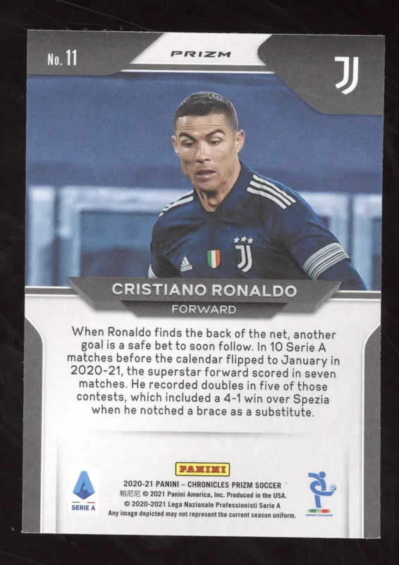 2020 Panini Chronicles Prizm Cristiano Ronaldo #11 Purple Mojo view 2