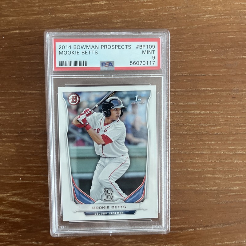 2014 Bowman Prospects #BP109 Mookie Betts 4 WS Dodgers, Red Sox PSA 9 Mint