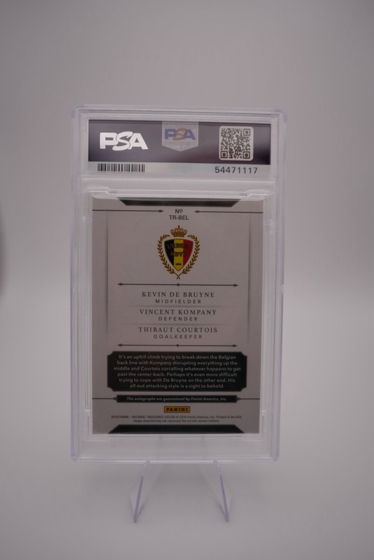🔥2018 Panini National Treasures De Bruyne Courtois Kompany Auto /10 Gold PSA 7 view 2
