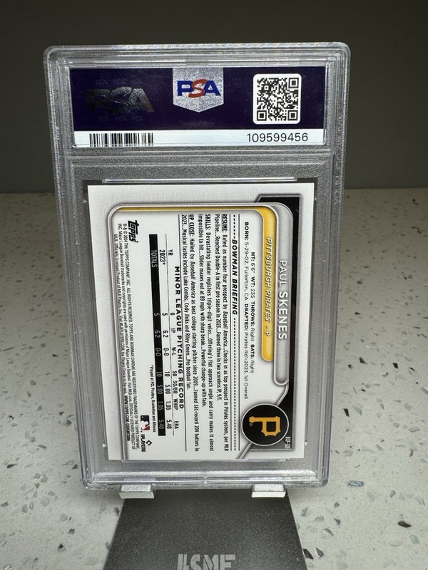 2024 Bowman - Chrome Prospects Paul Skenes #BCP-125 Mojo Refractor (RC) PSA 10 view 2