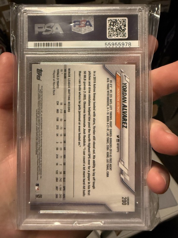 2020 TOPPS CHROME YORDAN ALVAREZ RC #200 PSA 10 GEM MINT ASTROS view 2
