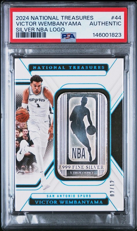 Victor Wembanyama 2024-25 National Treasures Silver NBA Logo #44 PSA Authentic