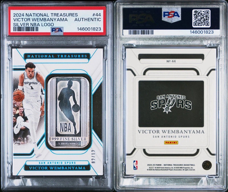 Victor Wembanyama 2024-25 National Treasures Silver NBA Logo #44 PSA Authentic view 2