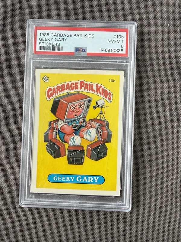 1985 Topps OS1 Garbage Pail Kids Series 1 Geeky Gary 10b Matte Card PSA 8 NM-MT