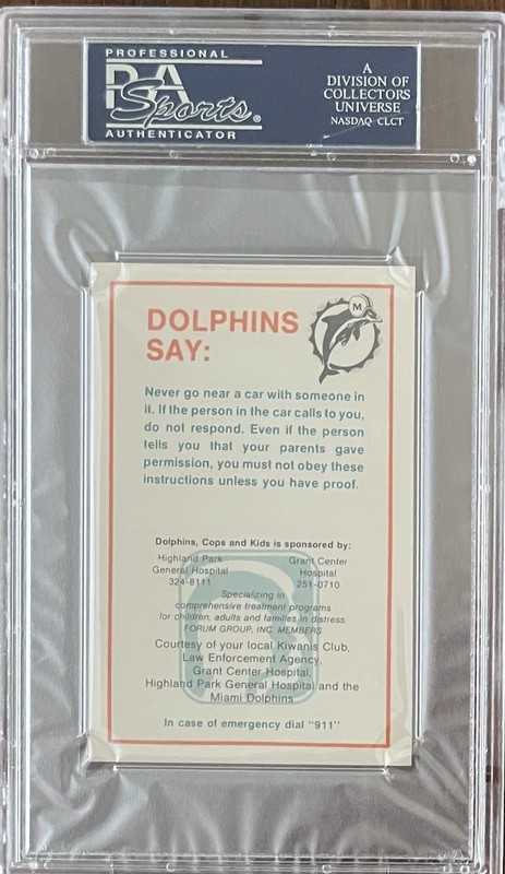 1984 Miami Dolphins Police - Dan Marino (RC) PSA 10 view 2