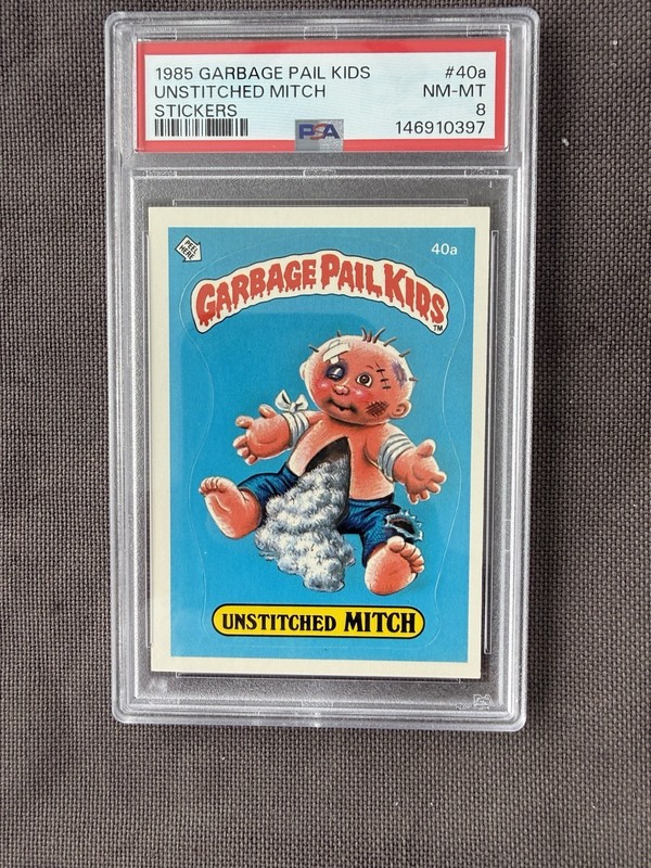 1985 Topps OS1 Garbage Pail Kids Series 1 UNSTITCHED MITCH 40a Matte Card PSA 8