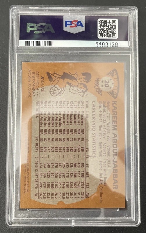1991 Topps Kareem Abdul - Jabbar #20 PSA 8 NM - MT view 2