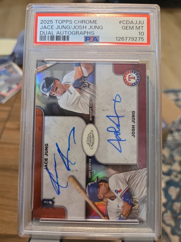 Jace Jung / Josh Jung 2025 Topps Chrome Dual Auto /25 PSA 10. ONLY PSA10 OUT!