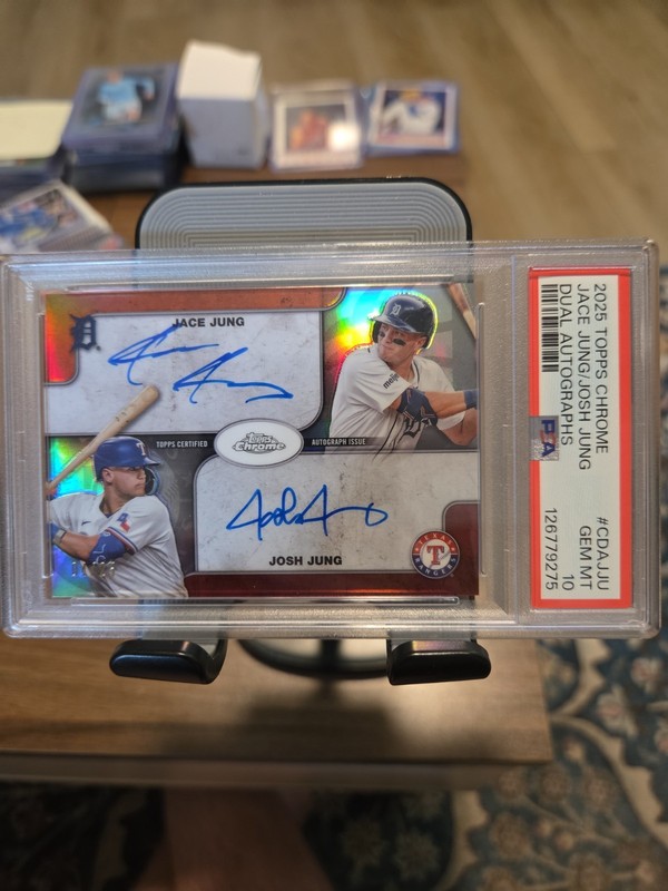 Jace Jung / Josh Jung 2025 Topps Chrome Dual Auto /25 PSA 10. ONLY PSA10 OUT! view 2