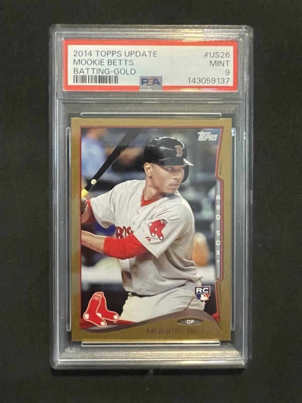 2014 Topps Update Mookie Betts #US26 Batting Gold /2014 PSA 9 Red Sox Dodgers