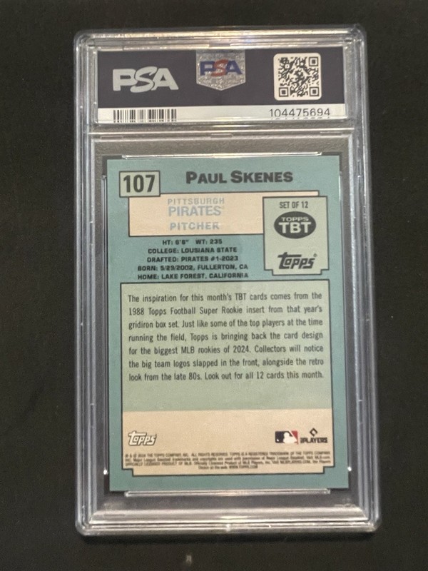 2024 Topps Paul Skenes Super Rookie Throwback Thursday #107 PSA 10 Pirates view 2