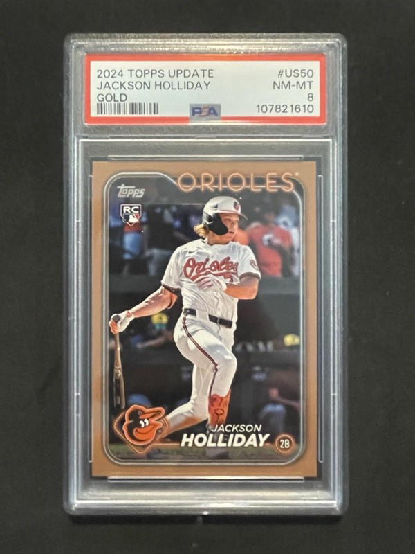 JACKSON HOLLIDAY 2024 Topps Update Series #US50 Gold Rookie RC /2024 PSA 8