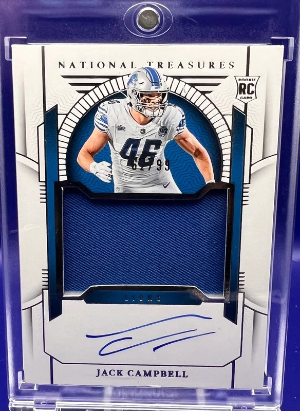 2023 Panini National Treasures Jack Campbell Rookie Patch Auto /99 Detroit Lions