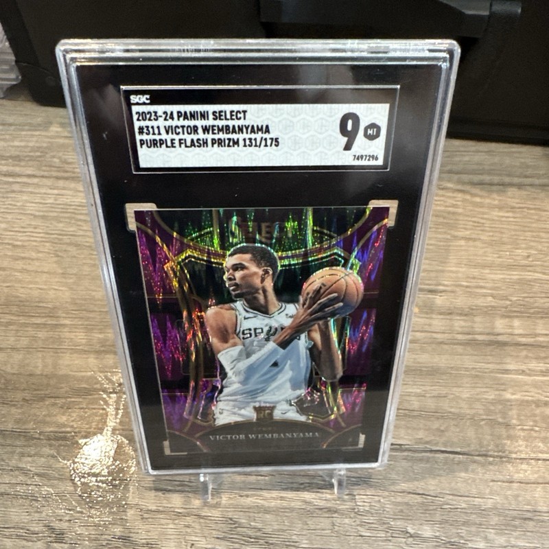 2023 Select Victor Wembanyama RC Purple Flash SGC 9 #87 Spurs 131/175 view 2