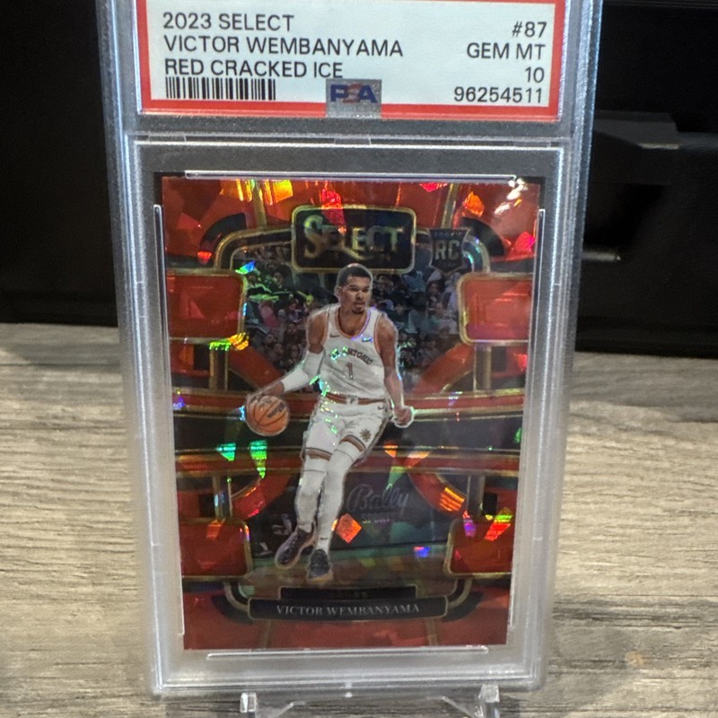 🔥 2023 Select Victor Wembanyama Red Cracked Ice Rookie PSA 10 GEM MINT 🔥