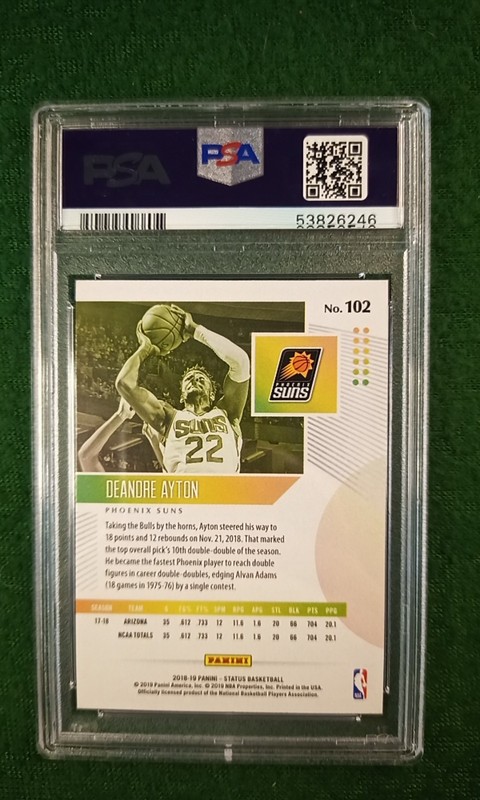 DeAndre Ayton 2018 Panini Status #102 PSA 10 Gem MT Suns Blazers  view 2