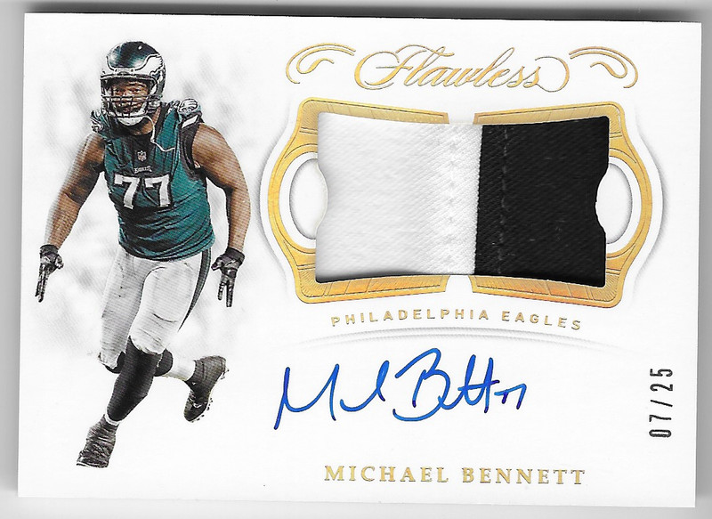 MICHAEL BENNETT 2018 PANINI FLAWLESS AUTO AUTOGRAPH PATCH CARD #7/25!