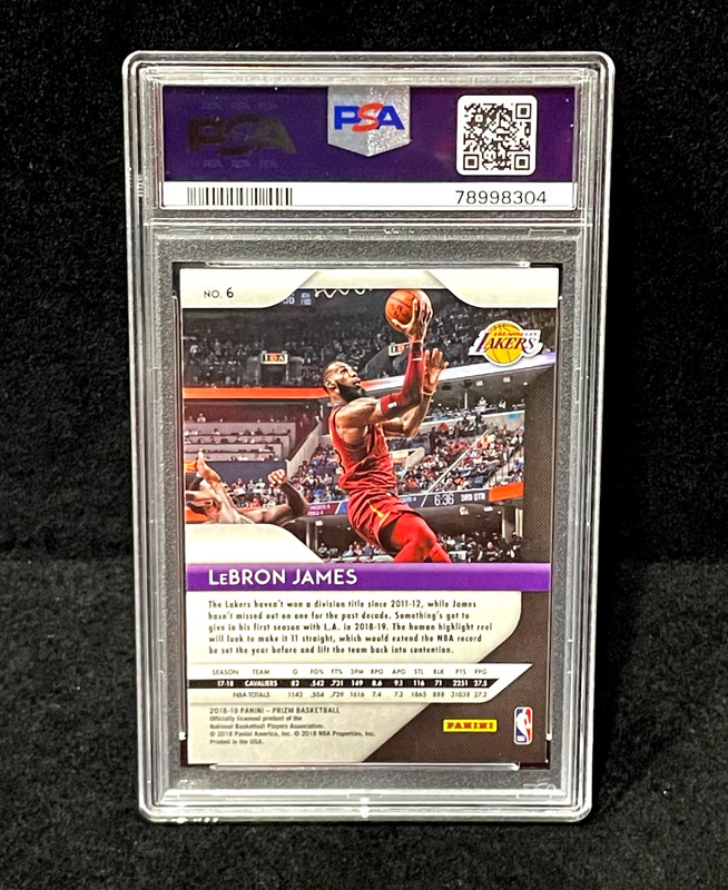 2018 PANINI PRIZM LEBRON JAMES #6 PSA GEM MT 10 W/FREE SHIPPING view 2