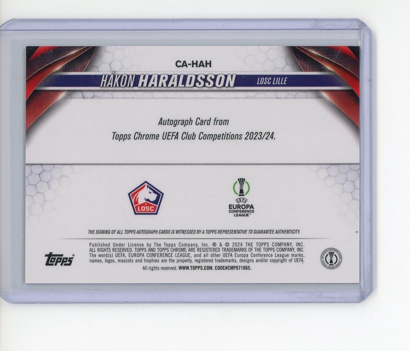 2023-24 TOPPS CHROME SAPPHIRE UEFA CLUB COMPETITION AUTO HAKON HARALDSSON view 2