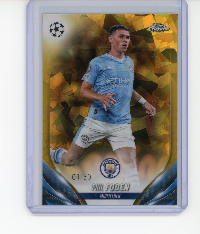 2023-24 TOPPS CHROME SAPPHIRE UEFA CLUB COMPETITION GOLD PHIL FODEN /50
