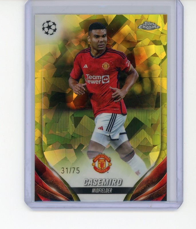 2023-24 TOPPS CHROME SAPPHIRE UEFA CLUB COMPETITION YELLOW CASEMIRO /75