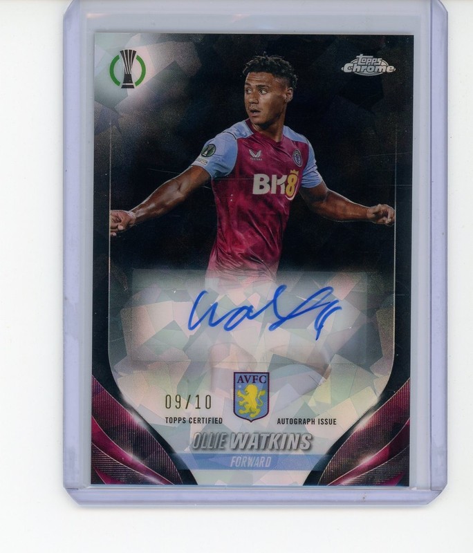 2023-24 TOPPS CHROME SAPPHIRE UEFA CLUB COMPETITION BLACK AUTO OLLIE WATKINS /10