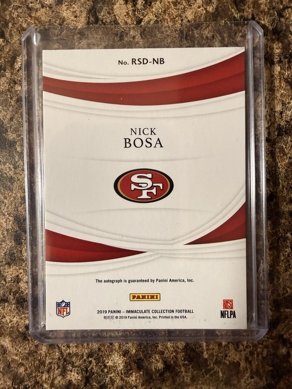2019 Panini Immaculate Football Nick Bosa Shadowbox Rookie Auto /99 49ers view 2